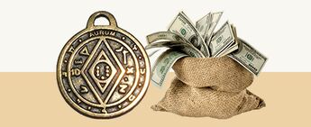 Amuleto de moedas para dinheiro e sorte